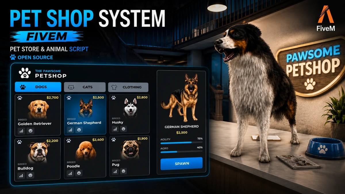 Pet Shop System FiveM | Pet Store & Animal Script | Open Source